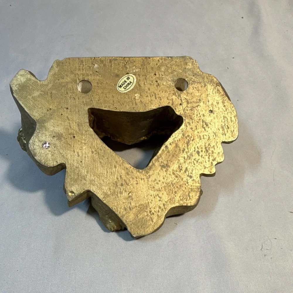 Gold Tone Metal Cherub Angel Wall Shelf Bracket Decor 3D Rococo 6.5in